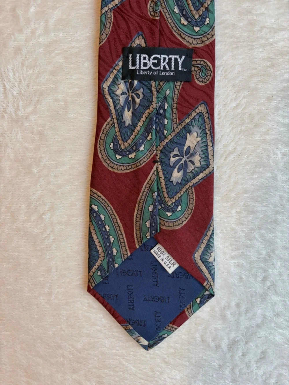 Liberty of‎ London Men's Paisley Red Blue Green Beige 100% Silk Classic Tie